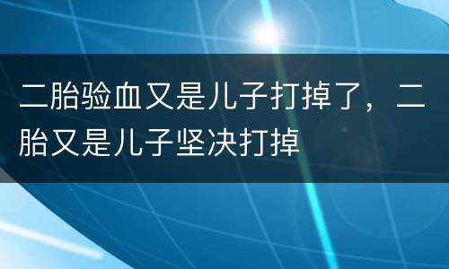 二胎验血又是儿子打掉了，二胎又是儿子坚决打掉
