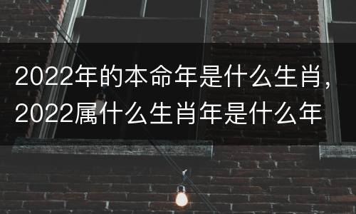 2022年的本命年是什么生肖，2022属什么生肖年是什么年
