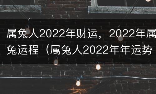 属兔人2022年财运，2022年属兔运程（属兔人2022年年运势及运程）