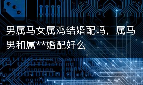 男属马女属鸡结婚配吗，属马男和属**婚配好么