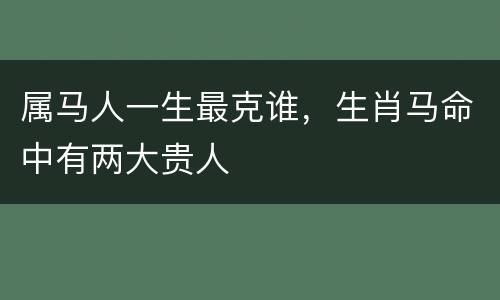 属马人一生最克谁，生肖马命中有两大贵人