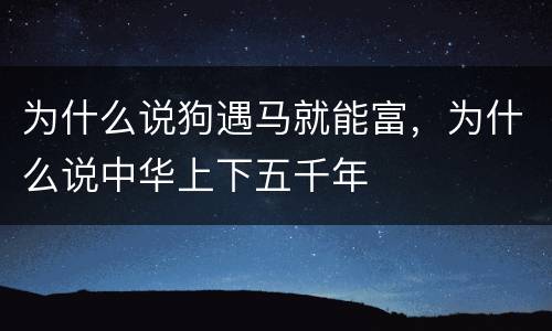 为什么说狗遇马就能富，为什么说中华上下五千年