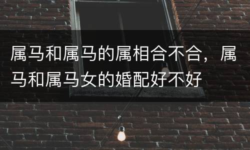 属马和属马的属相合不合，属马和属马女的婚配好不好