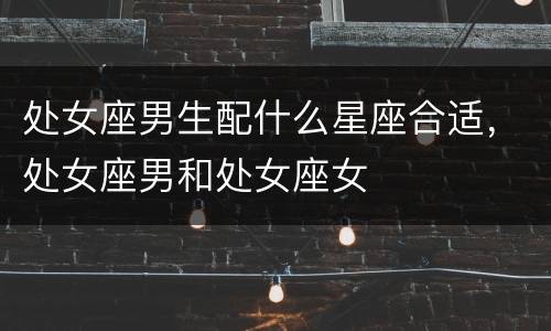 处女座男生配什么星座合适，处女座男和处女座女