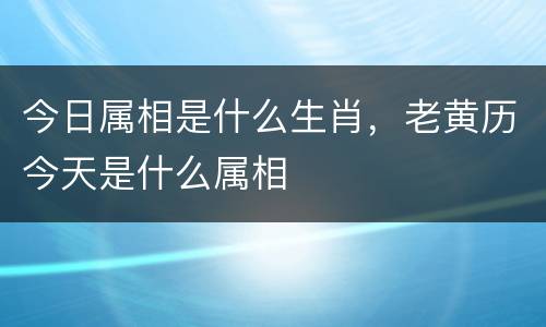 今日属相是什么生肖，老黄历今天是什么属相