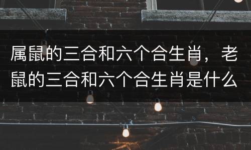 属鼠的三合和六个合生肖，老鼠的三合和六个合生肖是什么