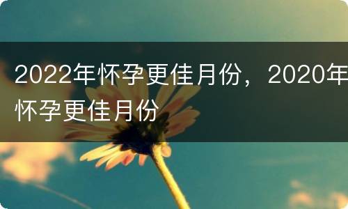2022年怀孕更佳月份，2020年怀孕更佳月份