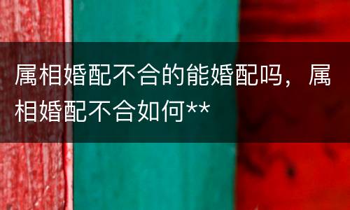 属相婚配不合的能婚配吗，属相婚配不合如何**