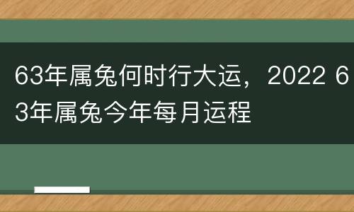 63年属兔何时行大运，2022 63年属兔今年每月运程
