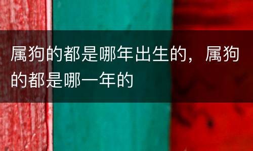 属狗的都是哪年出生的，属狗的都是哪一年的