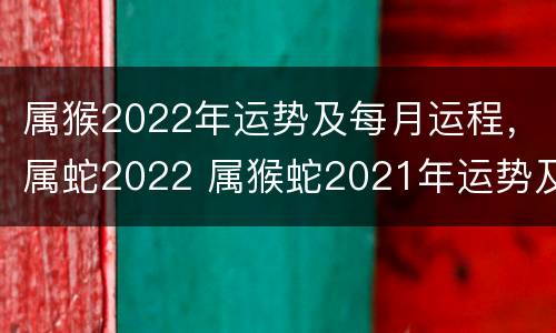 属猴2022年运势及每月运程，属蛇2022 属猴蛇2021年运势及运程