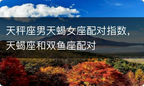 天秤座男天蝎女座配对指数，天蝎座和双鱼座配对
