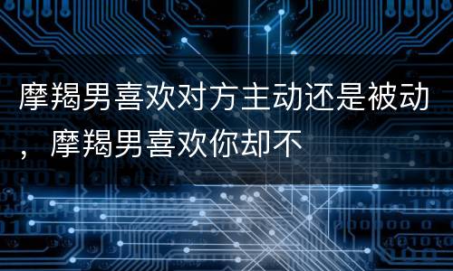 摩羯男喜欢对方主动还是被动，摩羯男喜欢你却不