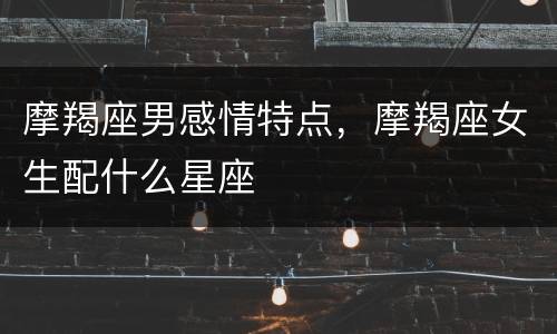摩羯座男感情特点，摩羯座女生配什么星座