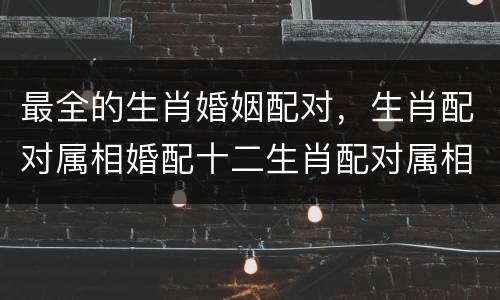最全的生肖婚姻配对，生肖配对属相婚配十二生肖配对属相婚姻