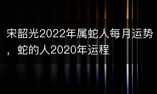 宋韶光2022年属蛇人每月运势，蛇的人2020年运程