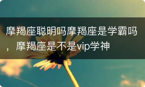 摩羯座聪明吗摩羯座是学霸吗，摩羯座是不是vip学神