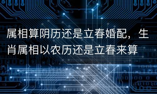 属相算阴历还是立春婚配，生肖属相以农历还是立春来算