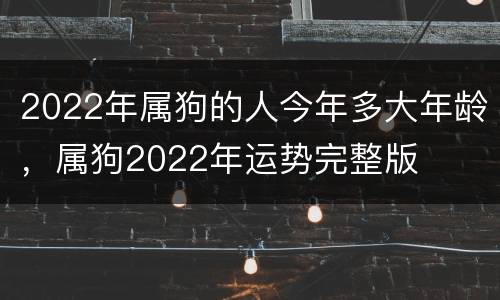 2022年属狗的人今年多大年龄，属狗2022年运势完整版