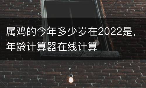 属鸡的今年多少岁在2022是，年龄计算器在线计算