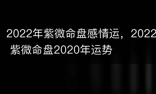 2022年紫微命盘感情运，2022 紫微命盘2020年运势