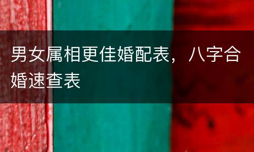男女属相更佳婚配表，八字合婚速查表