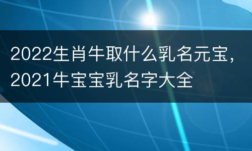 2022生肖牛取什么乳名元宝，2021牛宝宝乳名字大全