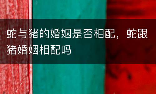 蛇与猪的婚姻是否相配，蛇跟猪婚姻相配吗