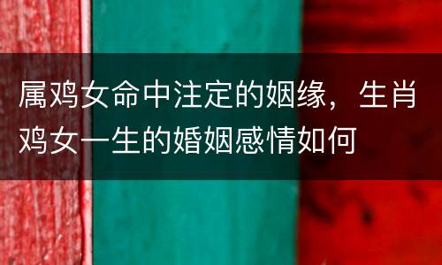 属鸡女命中注定的姻缘，生肖鸡女一生的婚姻感情如何