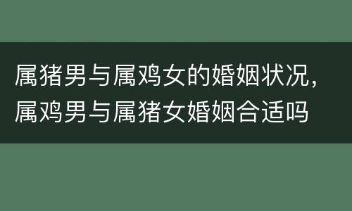 属猪男与属鸡女的婚姻状况，属鸡男与属猪女婚姻合适吗