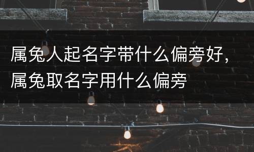 属兔人起名字带什么偏旁好，属兔取名字用什么偏旁
