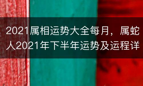 2021属相运势大全每月，属蛇人2021年下半年运势及运程详