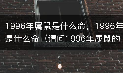 1996年属鼠是什么命，1996年是什么命（请问1996年属鼠的是什么命）