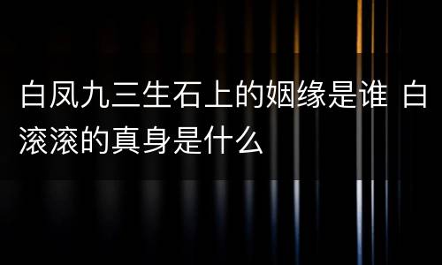 白凤九三生石上的姻缘是谁 白滚滚的真身是什么