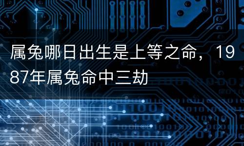 属兔哪日出生是上等之命，1987年属兔命中三劫