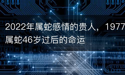 2022年属蛇感情的贵人，1977属蛇46岁过后的命运