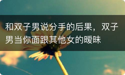 和双子男说分手的后果，双子男当你面跟其他女的暧昧