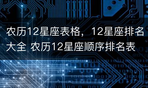 农历12星座表格，12星座排名大全 农历12星座顺序排名表