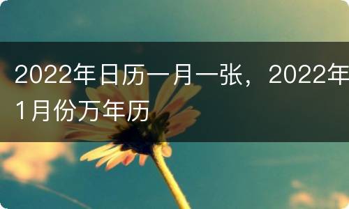 2022年日历一月一张，2022年1月份万年历