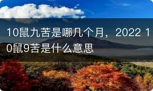 10鼠九苦是哪几个月，2022 10鼠9苦是什么意思