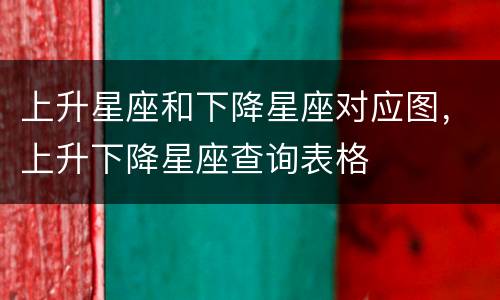 上升星座和下降星座对应图，上升下降星座查询表格