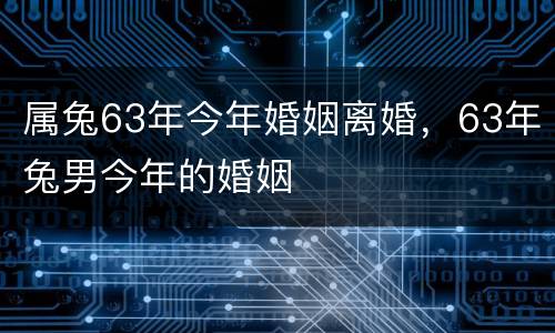 属兔63年今年婚姻离婚，63年兔男今年的婚姻