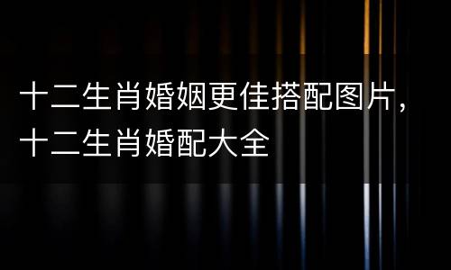 十二生肖婚姻更佳搭配图片，十二生肖婚配大全