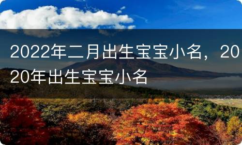 2022年二月出生宝宝小名，2020年出生宝宝小名