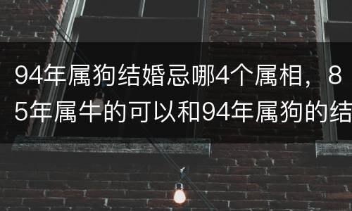 94年属狗结婚忌哪4个属相，85年属牛的可以和94年属狗的结婚吗？