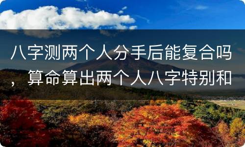 八字测两个人分手后能复合吗，算命算出两个人八字特别和特别有缘份的人分手