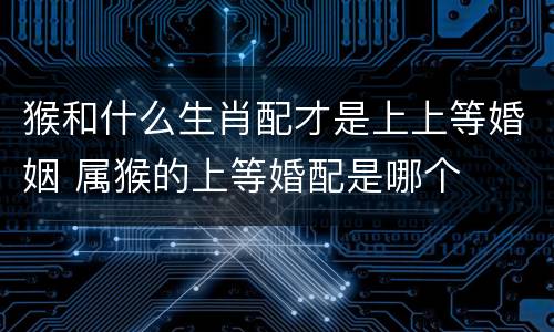 猴和什么生肖配才是上上等婚姻 属猴的上等婚配是哪个