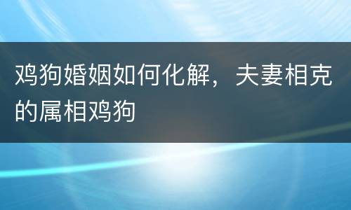 鸡狗婚姻如何化解，夫妻相克的属相鸡狗