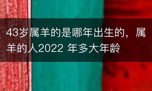 43岁属羊的是哪年出生的，属羊的人2022 年多大年龄