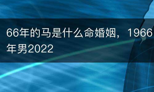 66年的马是什么命婚姻，1966年男2022